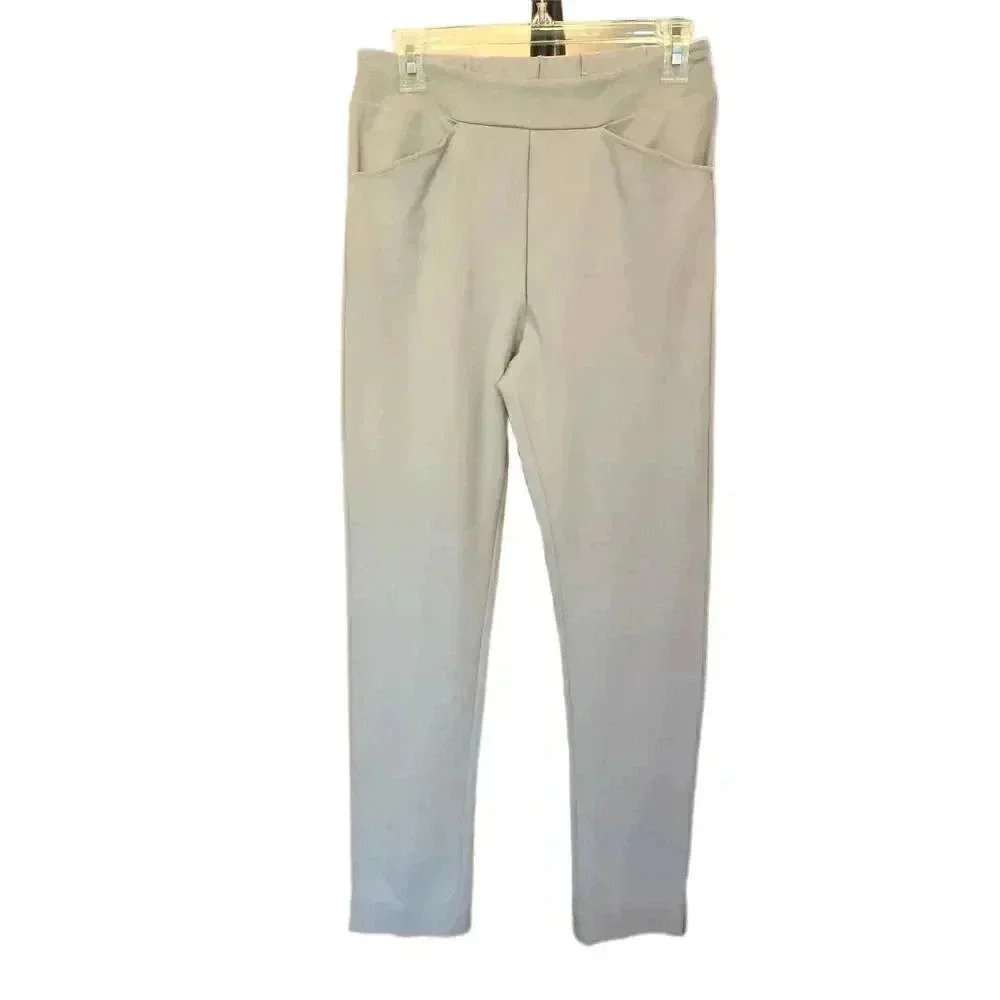 SOFT SURROUNDINGS Beige or Tan Skinny Pull on Pants with Waist and Ankle Stitchi